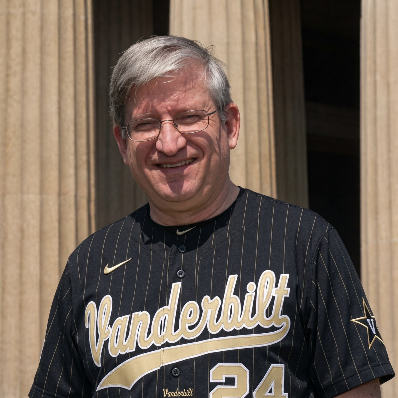 Tom Kimball at courthouse columns